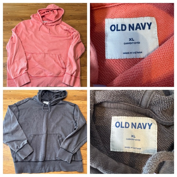 Old Navy Other - Old Navy Sweatshirt Lot Men’s XL Coral & Grey Hoodies Front Pockets